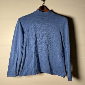 Pendleton Women's Mock Turtleneck Blue Sz Medium Petite Silk Nylon Cotton Blend